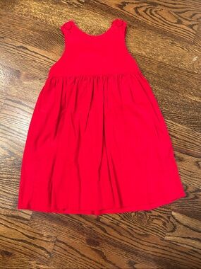 Bright Red Sleeveless Girls Pinafore Dress